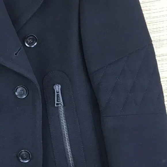 Belstaff Dallington Double Breast Cropped Pea Coat Cashmere/Wool Blend Black S - Picture 8 of 16